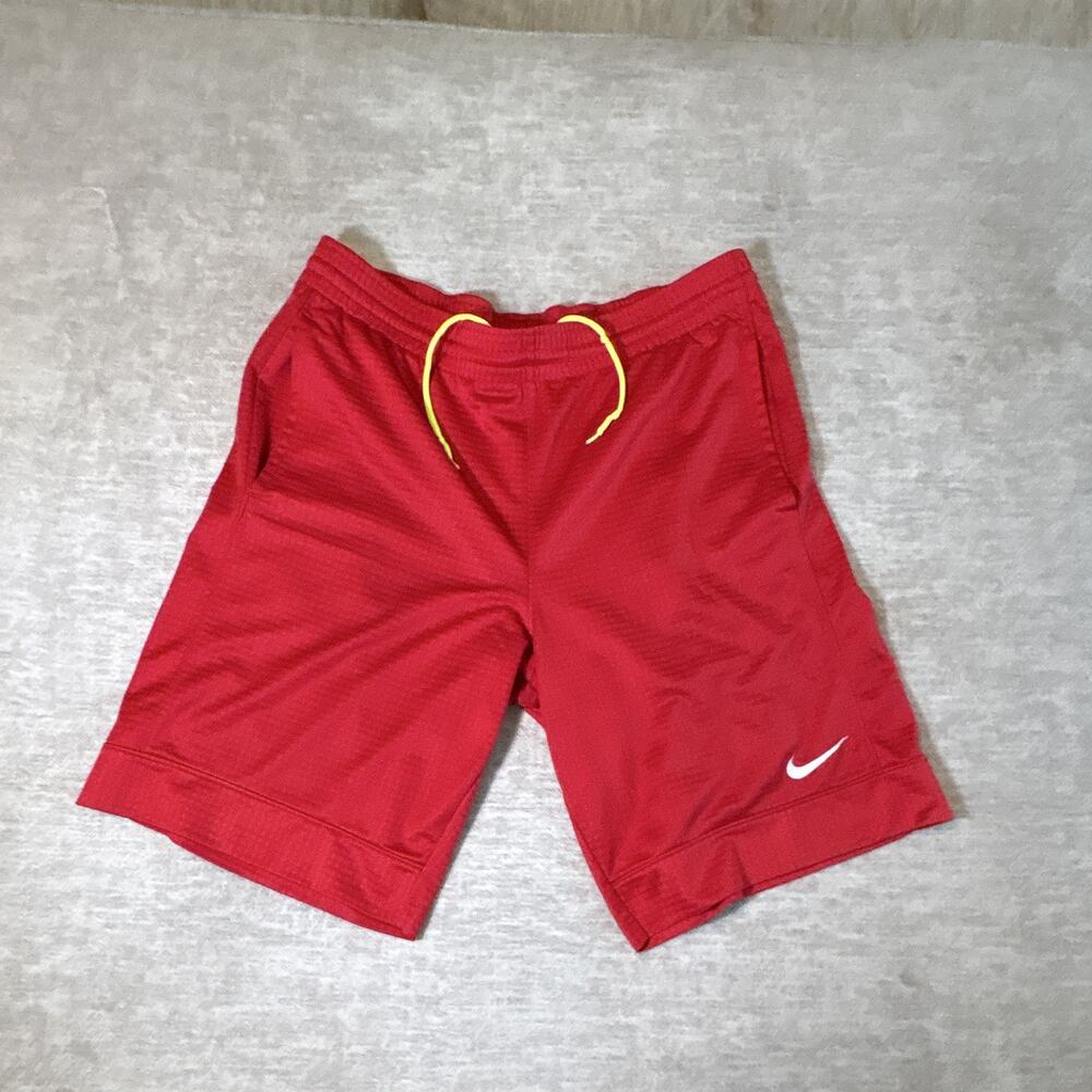 Nike Men's Red Mesh Athletic Shorts Pockets Drawstring S 11" Inseam